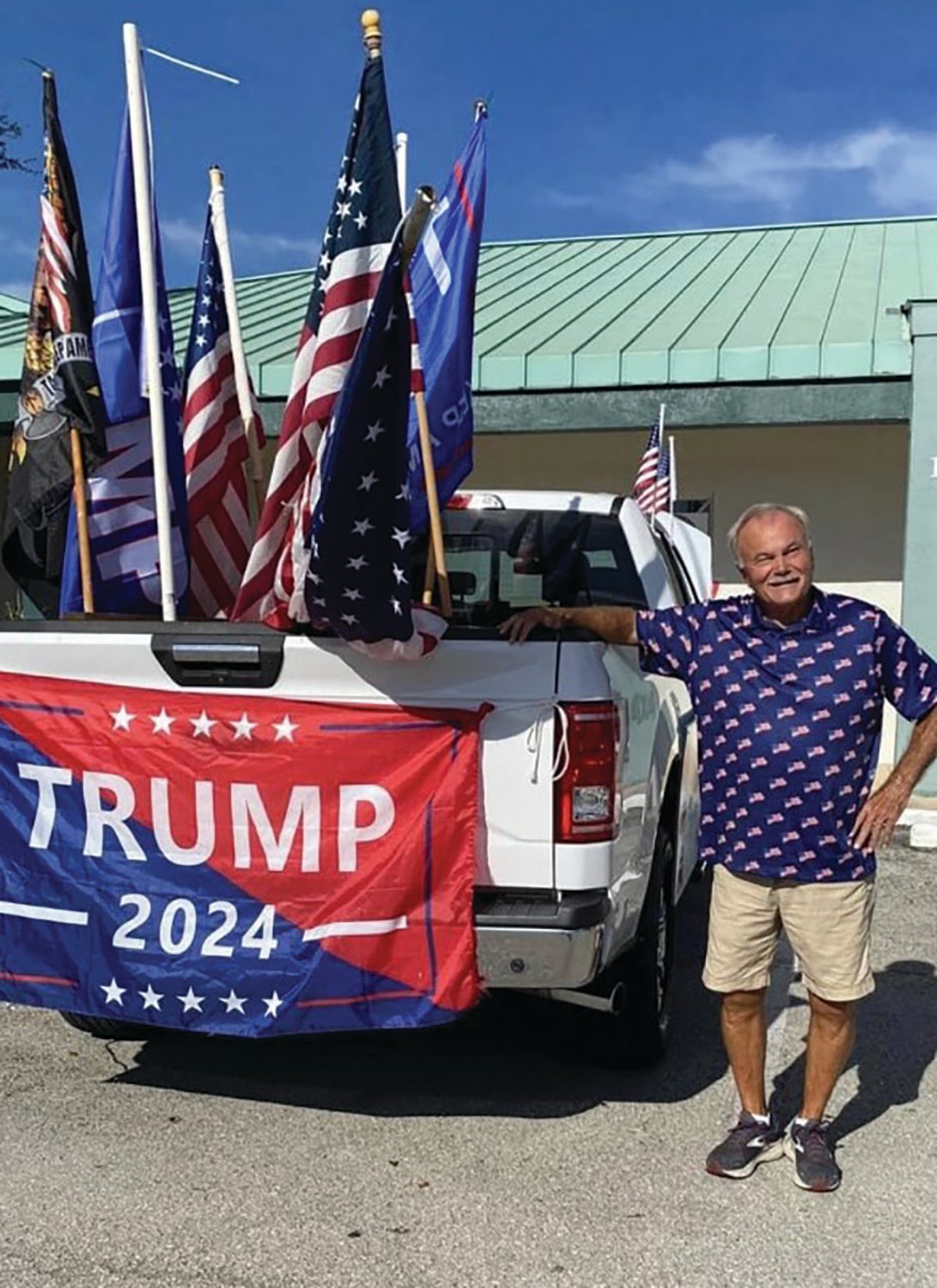 Jim Craig with his truck decorated for the Labor Day parade.